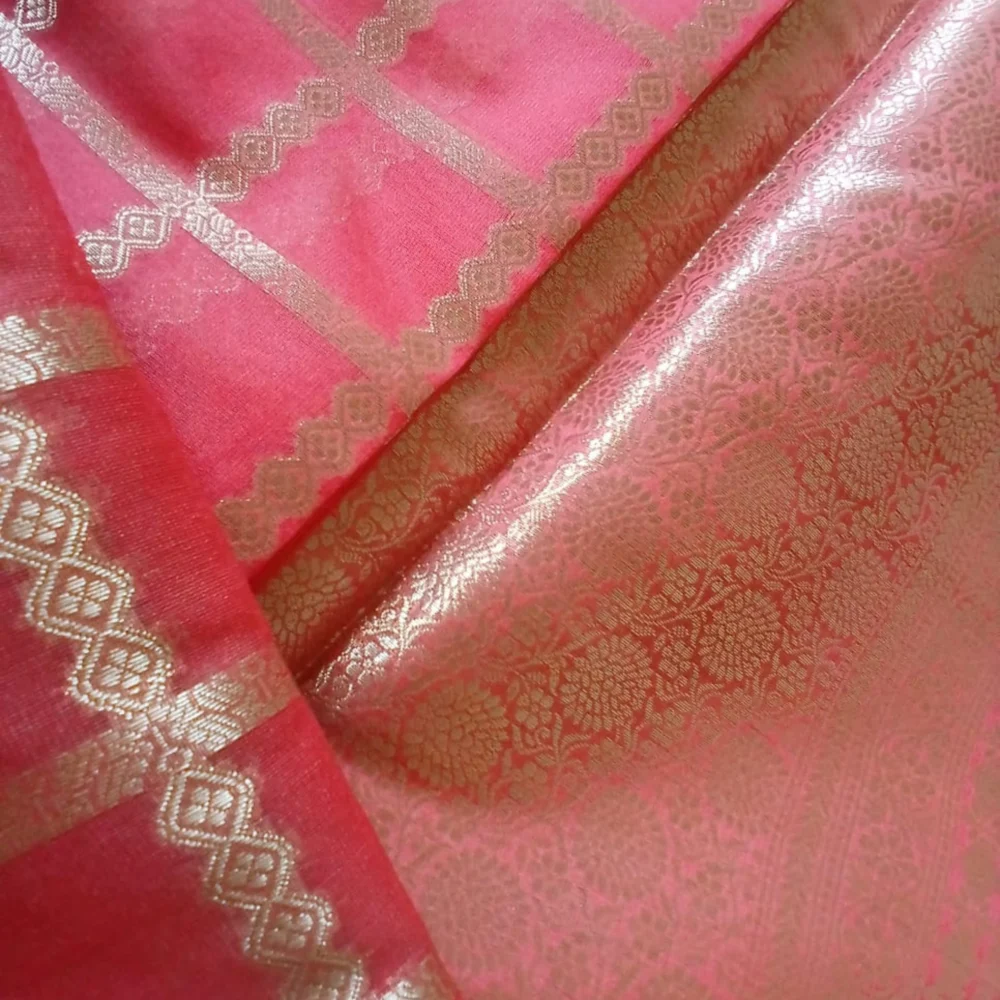 Rose Pink Chanderi Silk